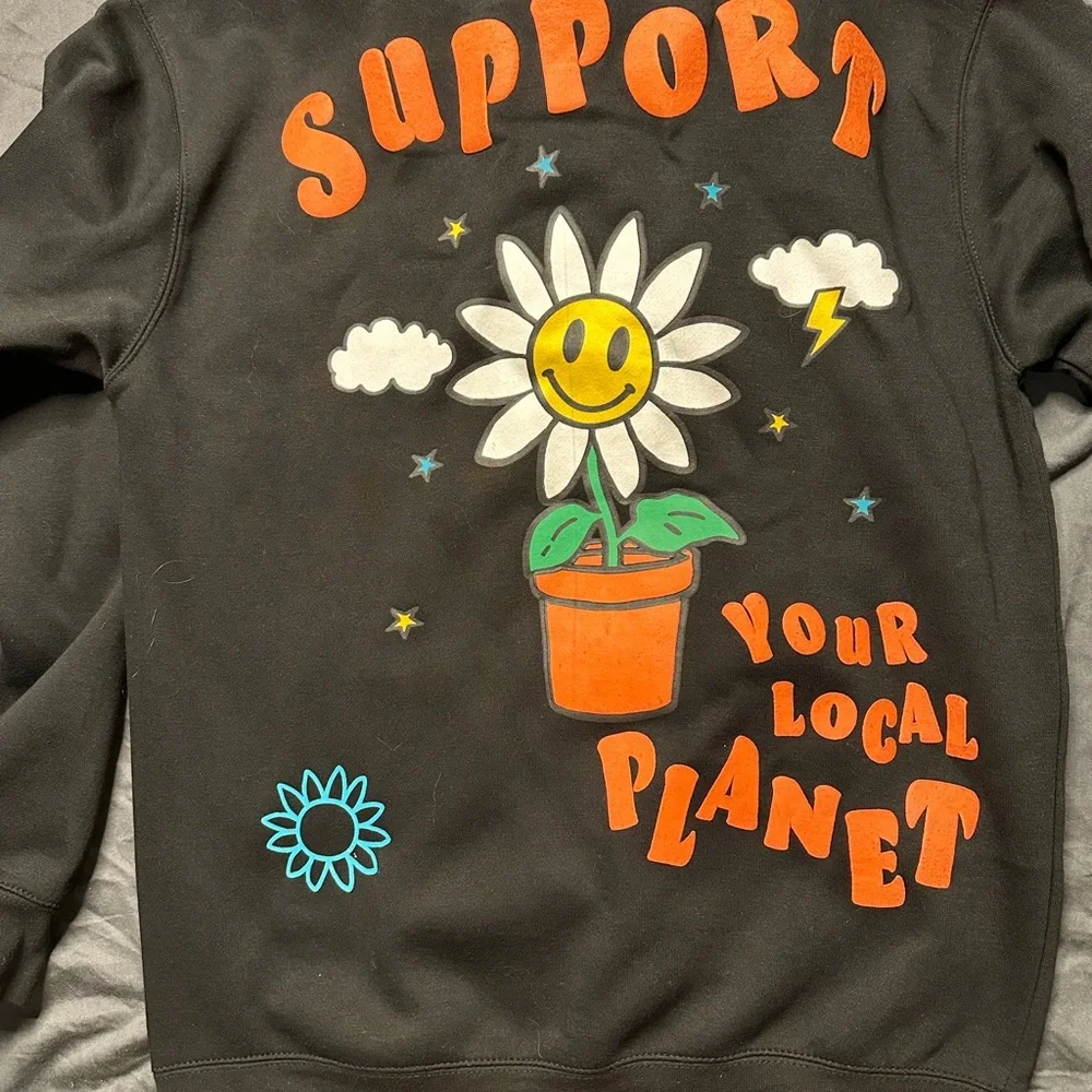 Eighty Eight Black Hoodie with Earth and Floral Design - Picture 3 of 3